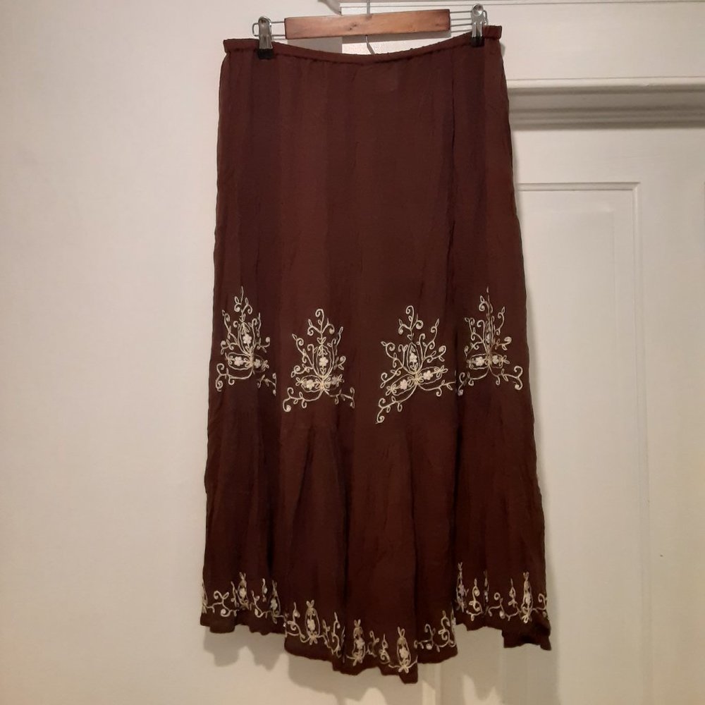 Bila Embroidered Skirt, Brown